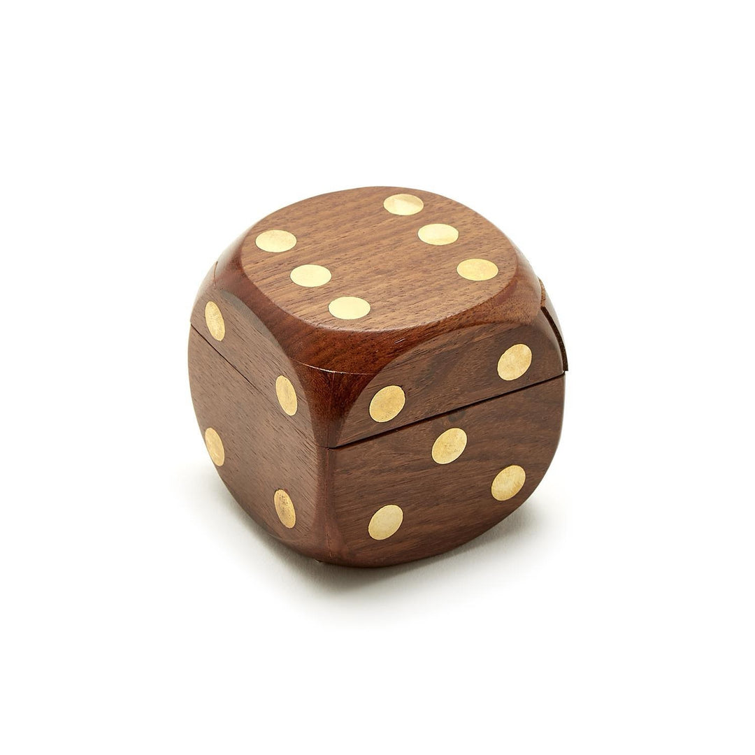 Wood Crafted Dice Box With 6 Dice