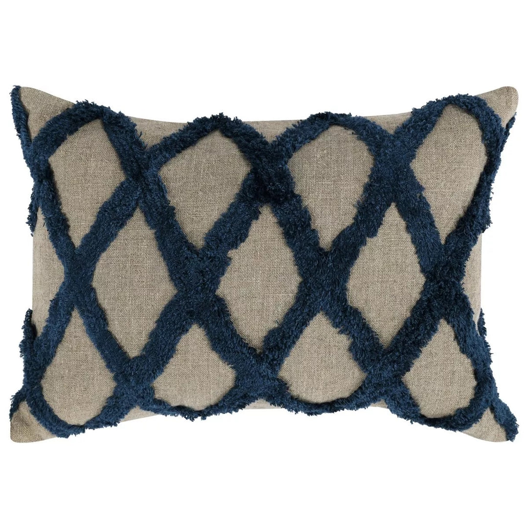 Caro Nightfall Blue Lattice Pillow, 14" x 20"