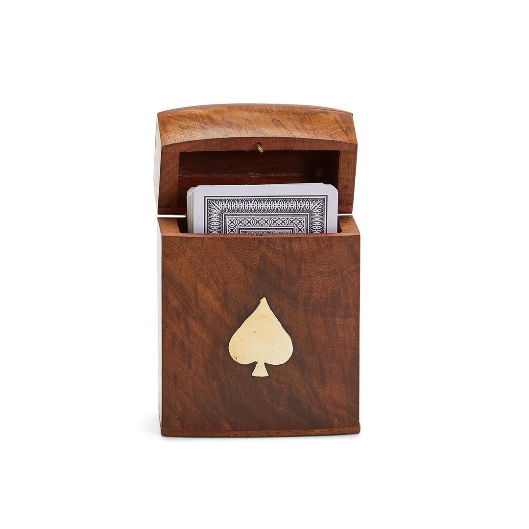 Wood Crafted Playing Card Set In Wooden Box