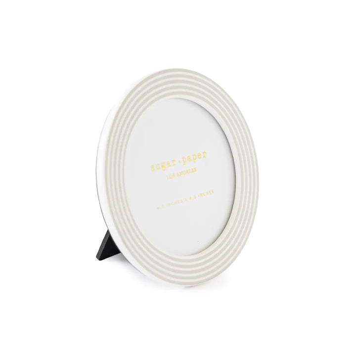 Grey Stripe Round Picture Frame, 4.5"