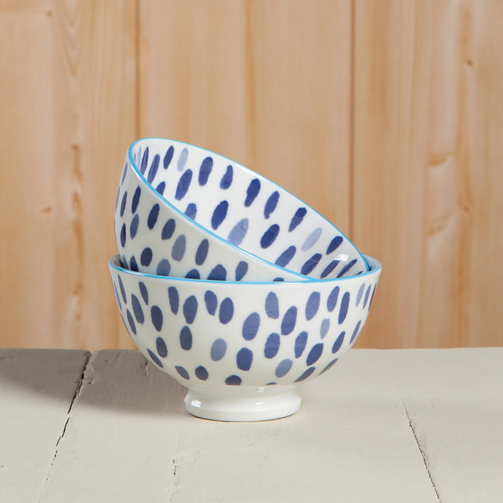 Blue Spots Stamped Bowl, 4"