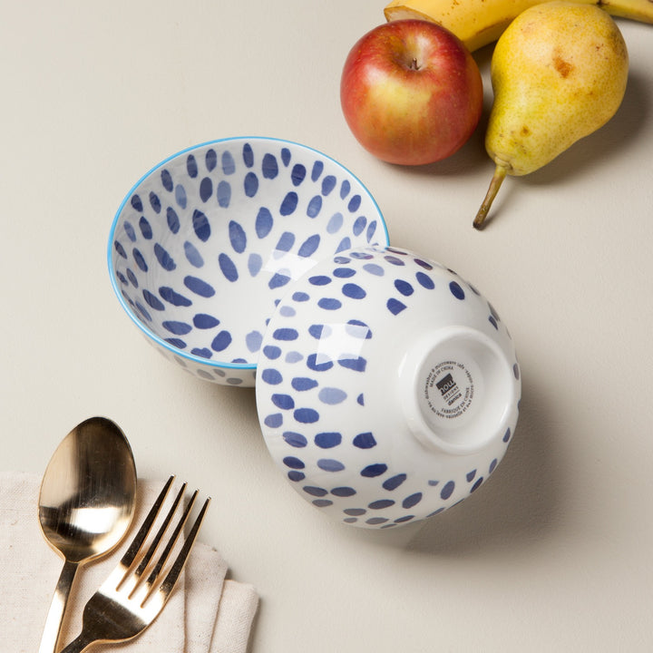 Blue Spots Stamped Bowl, 4"