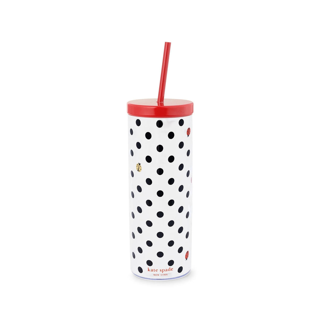 Ladybug Dot Acrylic Tumbler With Straw