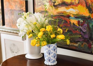 Iris Blue Vase With Knobbed Foot