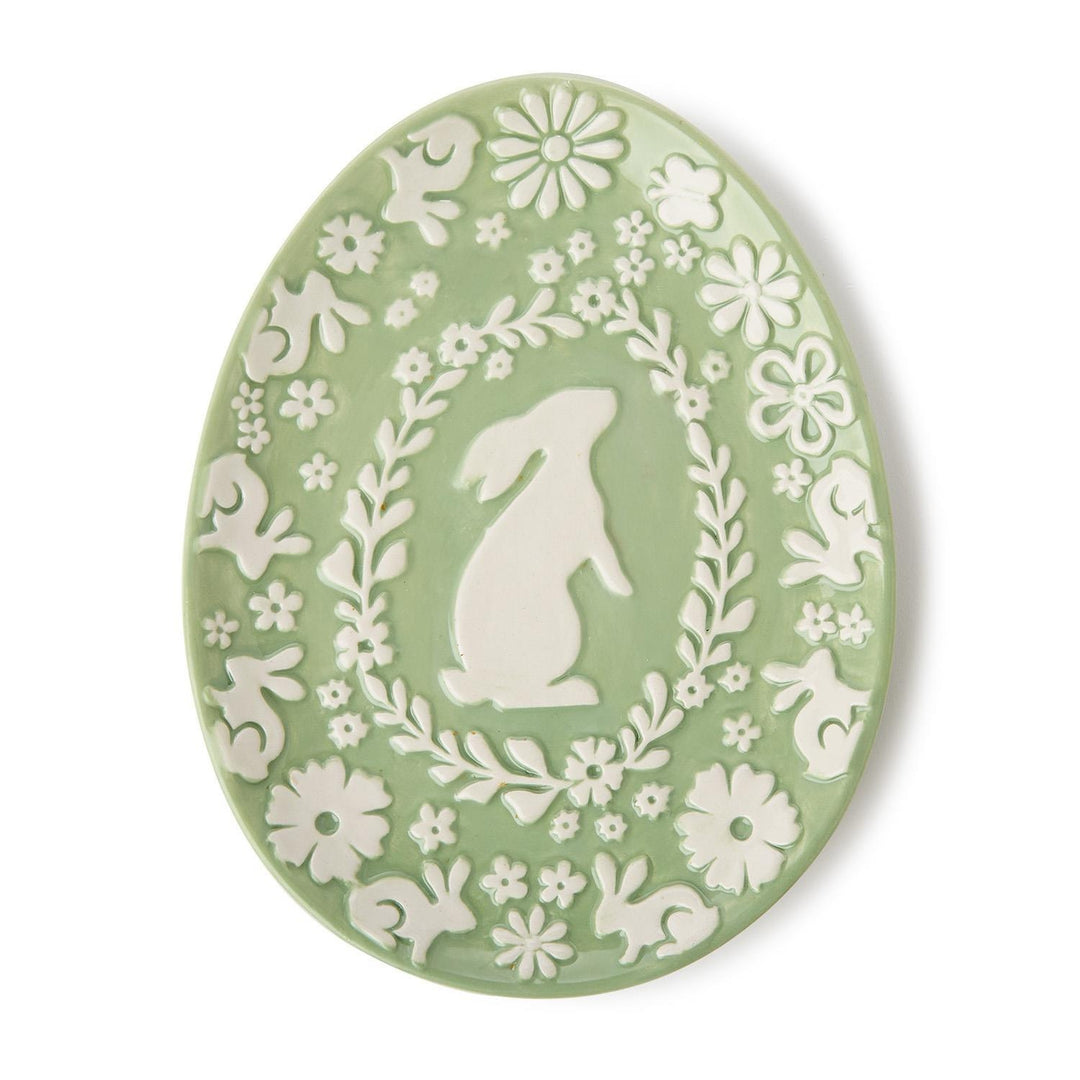 Whimsy Bunny Relief Pattern Egg Shape Plate