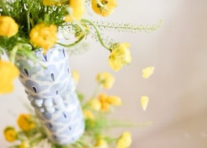Iris Blue Vase With Knobbed Foot