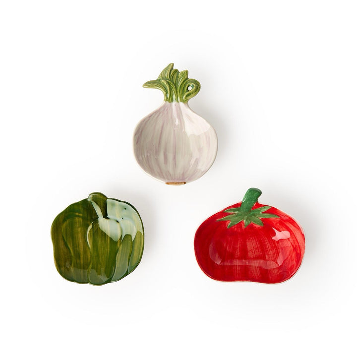 Garden Harvest Hand-Painted Tidbit Dishes