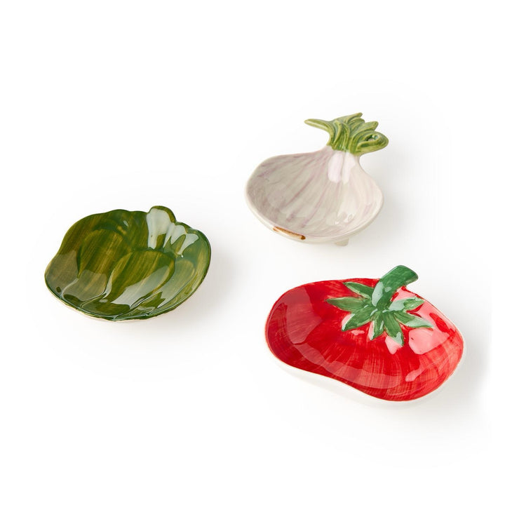 Garden Harvest Hand-Painted Tidbit Dishes