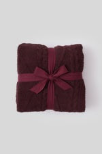 CozyChic Fisherman Cable Throw, Deep Aubergine