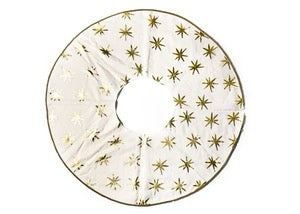 Gold Stars Tree Skirt With Beaded Trim
