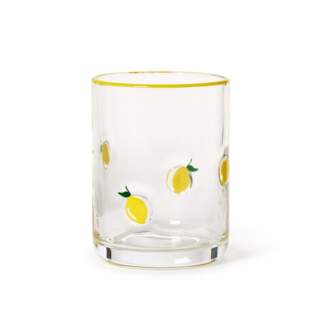 Lemon Hand-Painted Double Old Fashion Glass