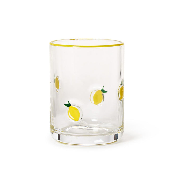 Lemon Hand-Painted Double Old Fashion Glass
