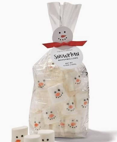 Marshmallow-Filled Glass Canister With Wood Lid & Snowman Knob