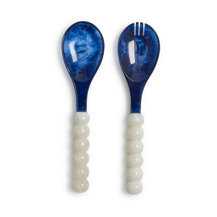 Blue & White Beaded Salad Server Set