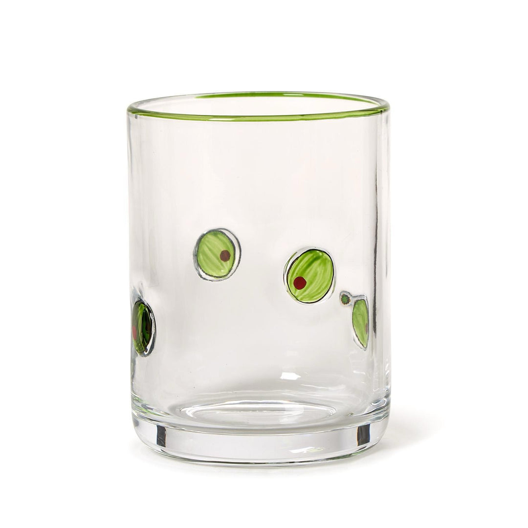 Martini Olive Hand-Painted Double Old Fashion Glass
