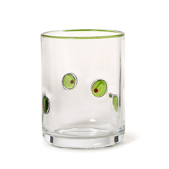 Martini Olive Hand-Painted Double Old Fashion Glass