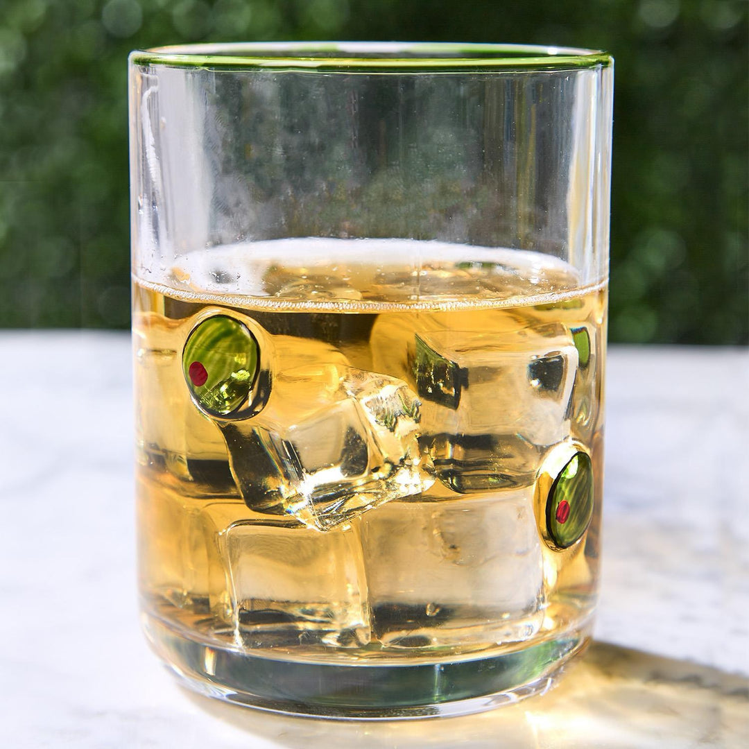 Martini Olive Hand-Painted Double Old Fashion Glass