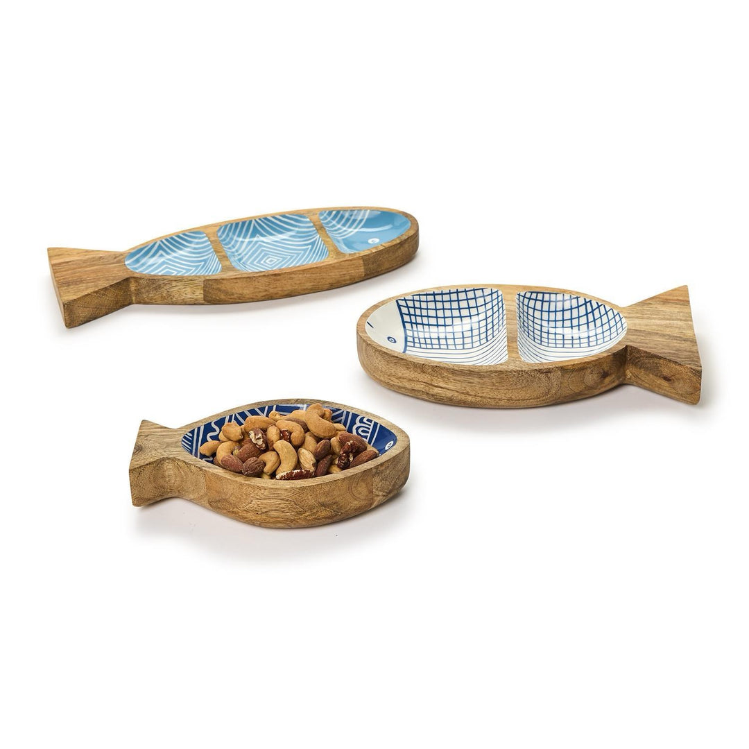 Hand-Crafted Lacquered Mango Wood Fish Trays