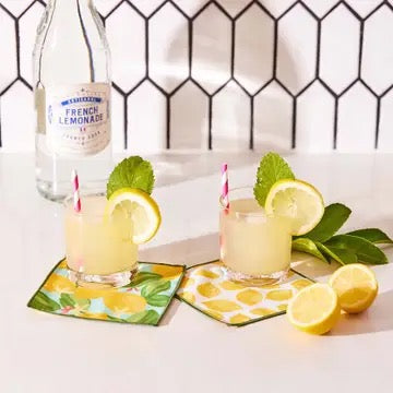Lemon Blossoms Blu Cocktail Napkins, Set Of 8
