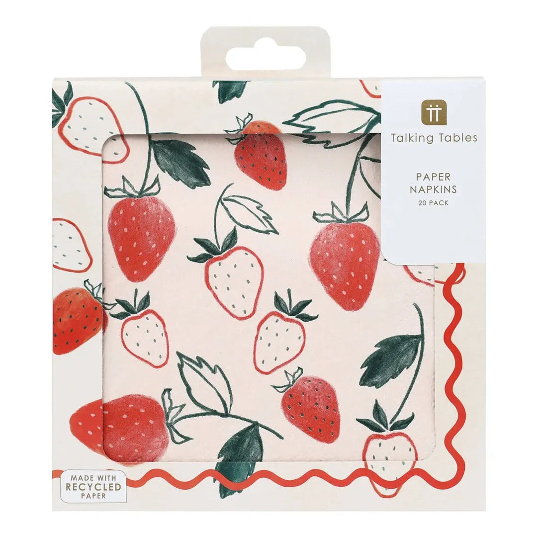 Strawberry Field Recycled Paper Napkins, Pack Of 20