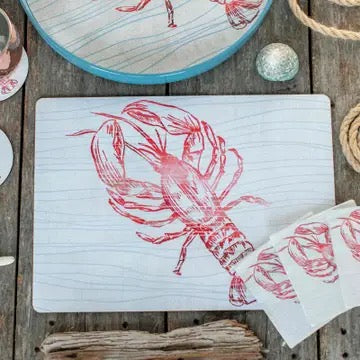 Red Lobster Cork-Backed Placemats, Set Of 4