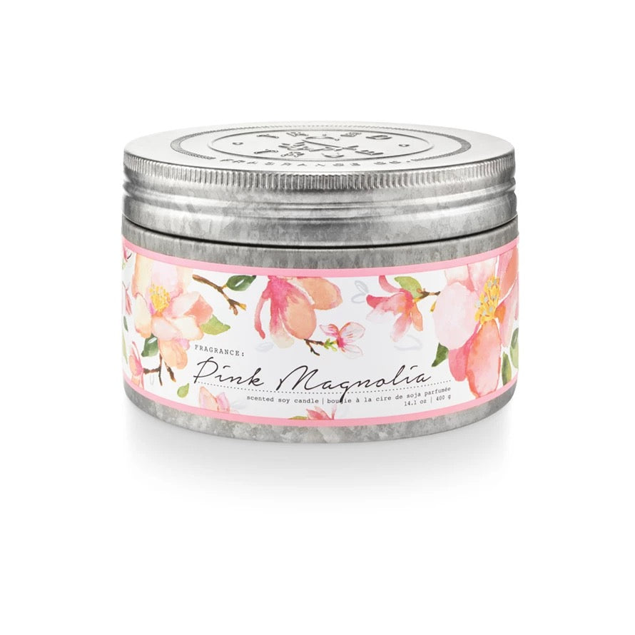 Pink Magnolia Large Tin Candle