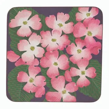 Pink Dogwood Square Coasters, Set Of 4