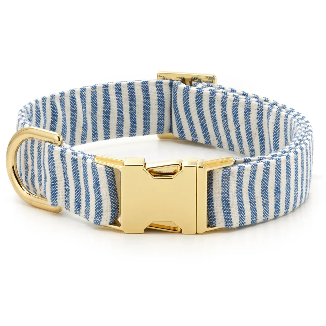 Lake Blue Stripe Dog Collar