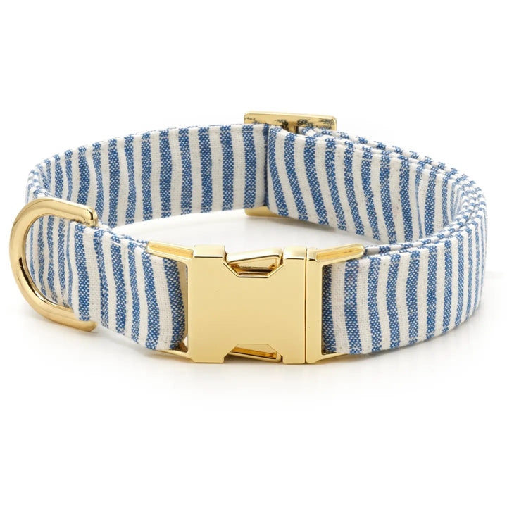 Lake Blue Stripe Dog Collar