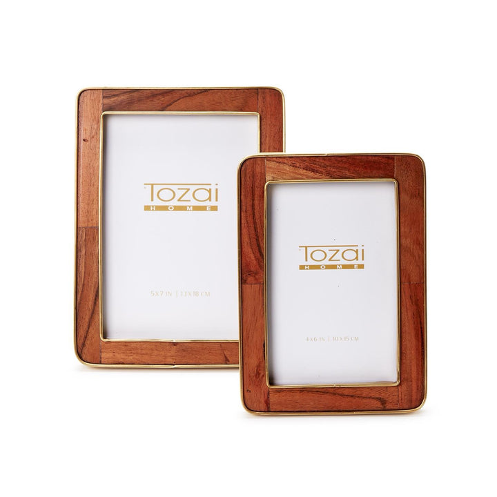 Rounded Edge Wood & Brass Picture Frame