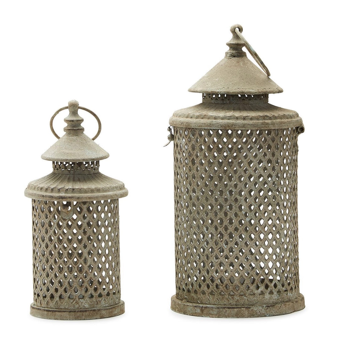 Luna Rustic Lantern With Antique Grey Finish