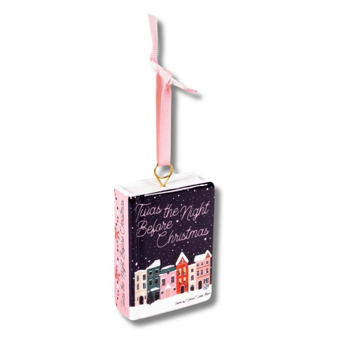 Twas The Night Before Christmas Book Shaped Ceramic Ornament