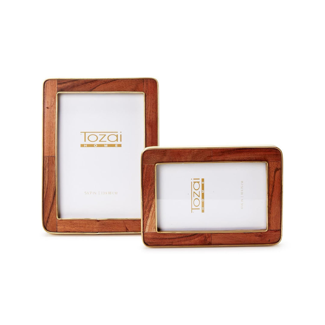Rounded Edge Wood & Brass Picture Frame