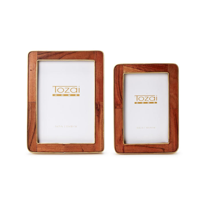 Rounded Edge Wood & Brass Picture Frame