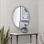 Taza Round Mirror, Antique White