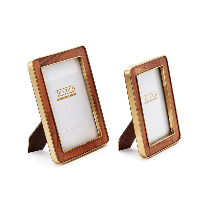 Rounded Edge Wood & Brass Picture Frame