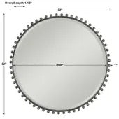 Taza Round Mirror, Distressed Black