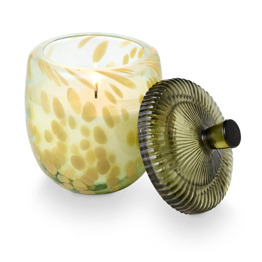 Glass Leaves & Acorn Candle