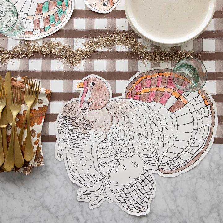 Die-Cut Coloring Turkey Placemats | Set Of 12