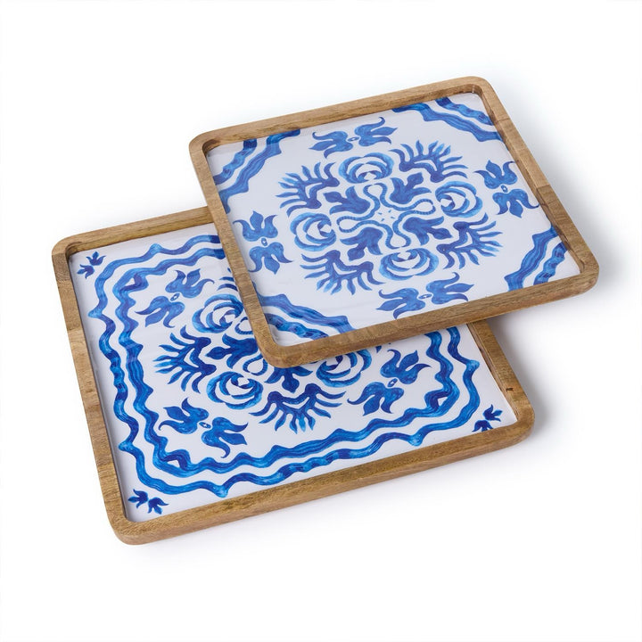 Blue Tile Block Print Trays