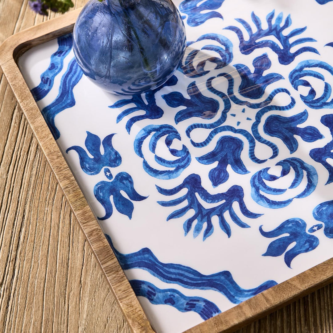 Blue Tile Block Print Trays