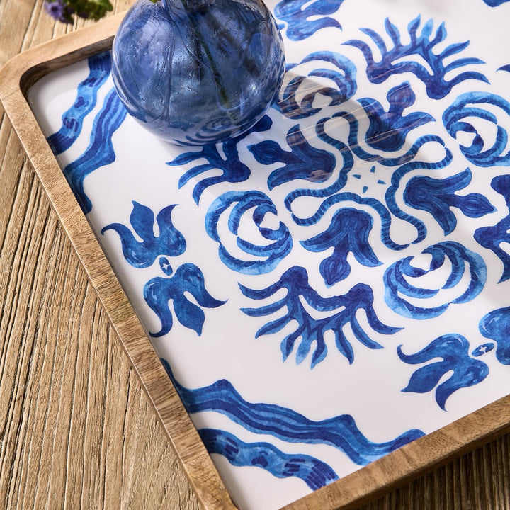 Blue Tile Block Print Trays