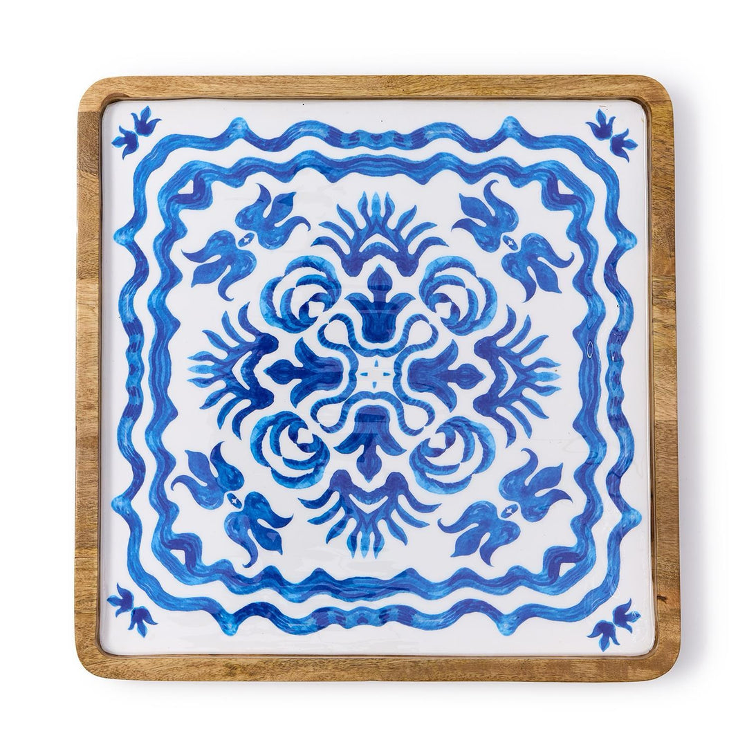 Blue Tile Block Print Trays