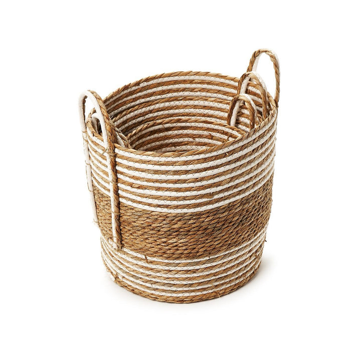 Hand-Woven Water Hyacinth & Cotton Baskets