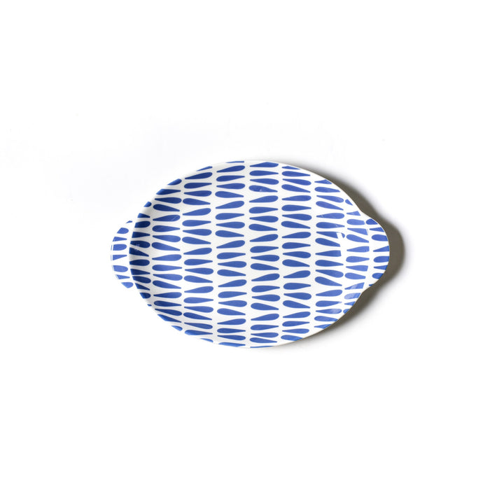 Iris Blue Drop Handled Oval Platter