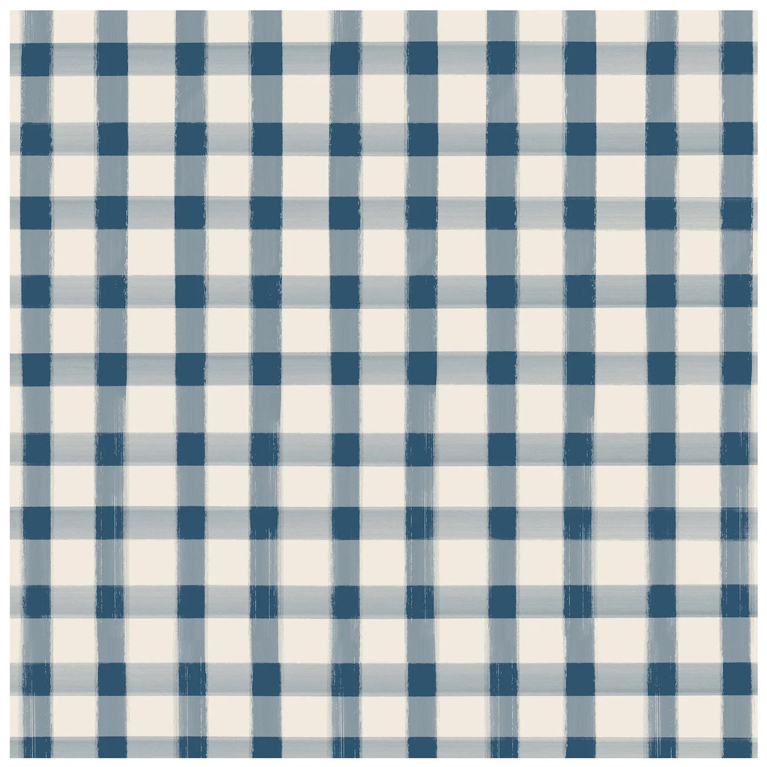 Navy Painted Check Cocktail Paper Napkins | Pack Of 20