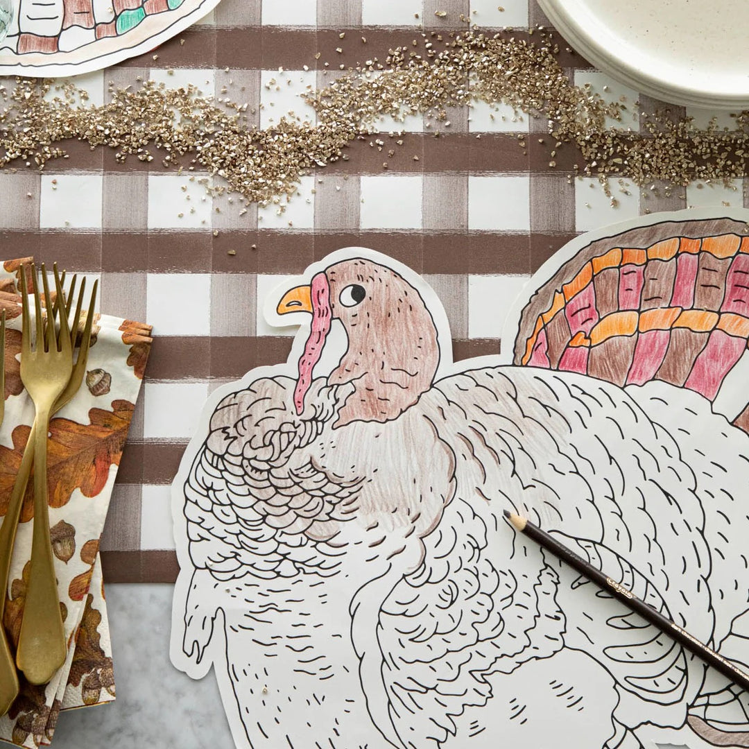 Die-Cut Coloring Turkey Placemats | Set Of 12