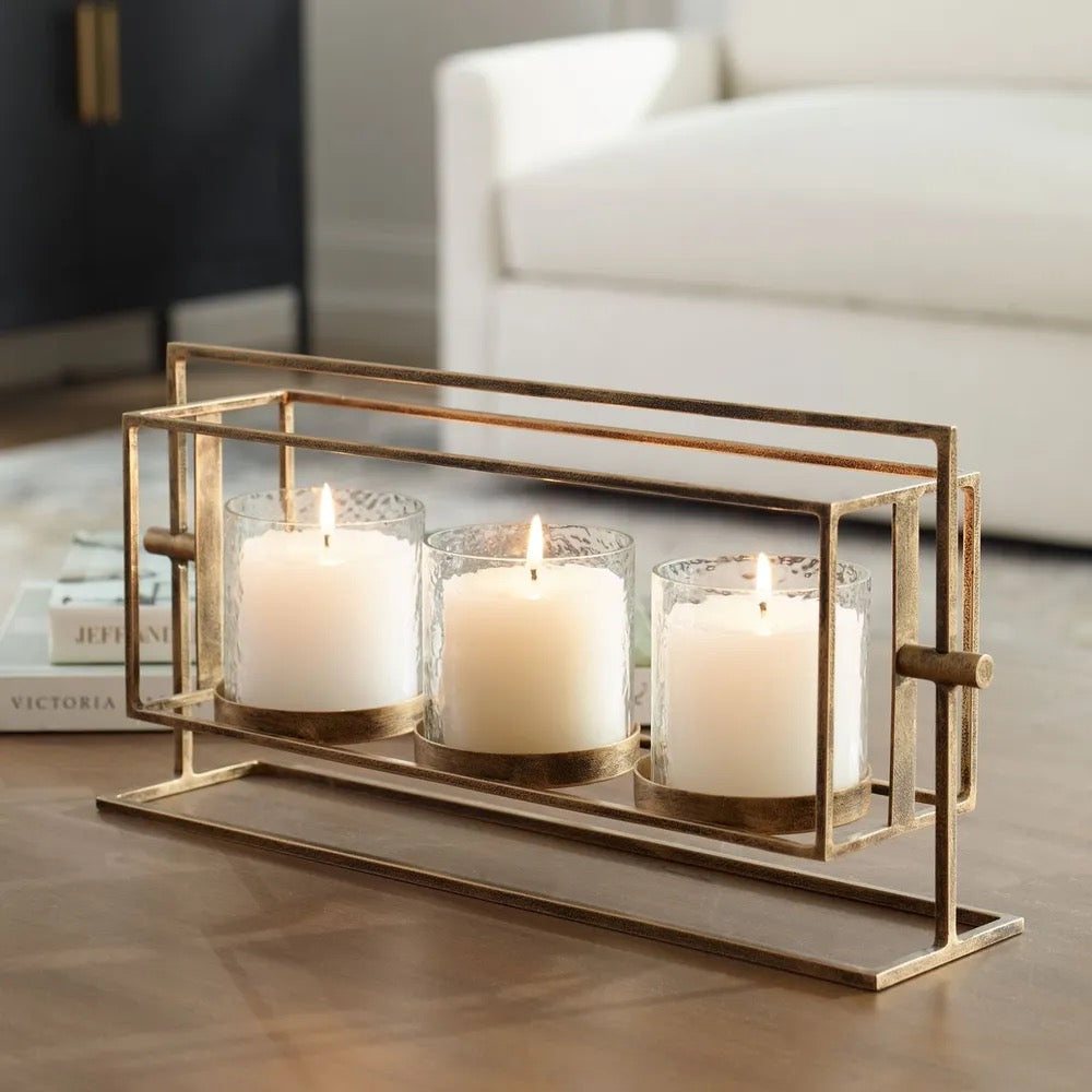 Gold Wenman Triple Candleholder
