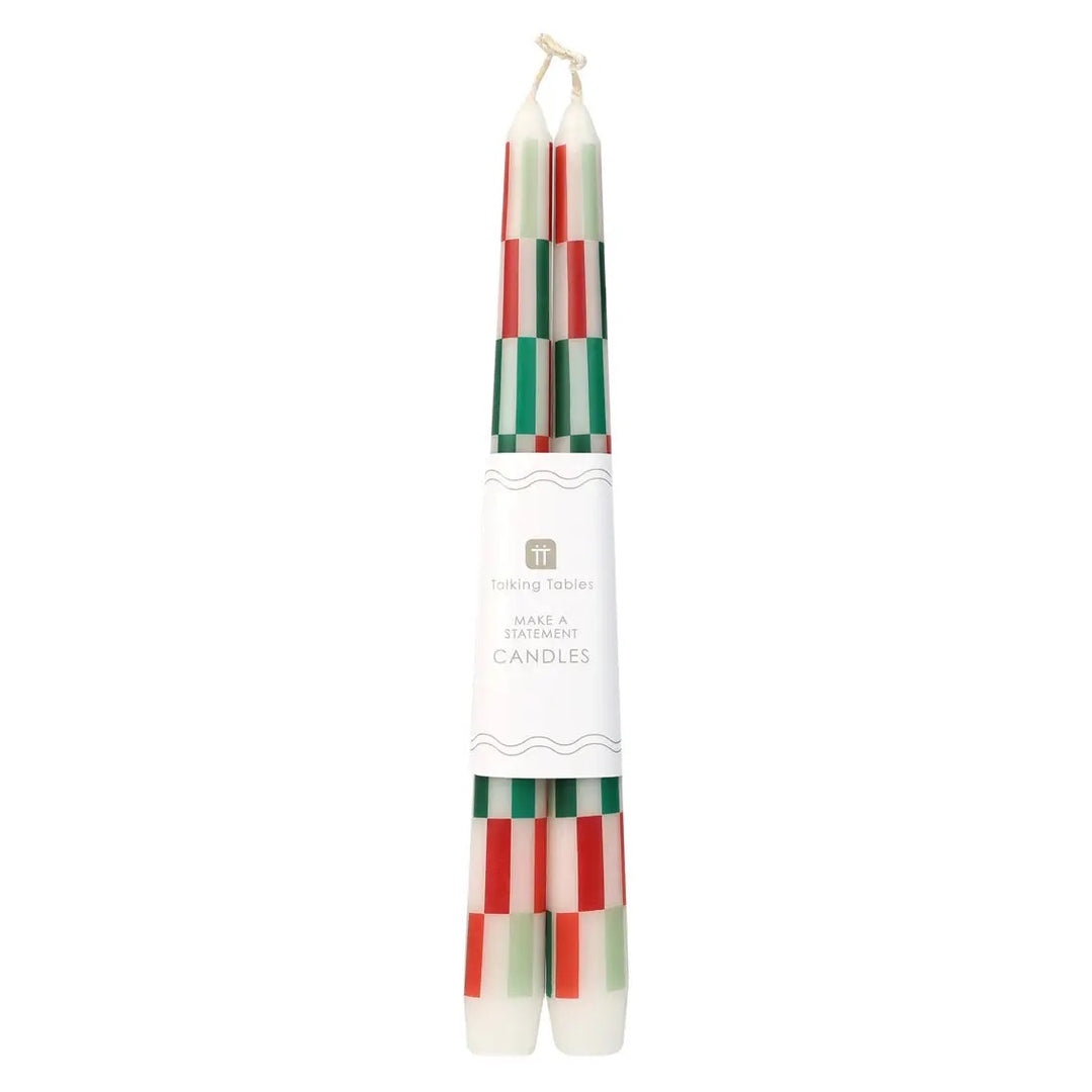 Red & Green Check Dinner Candles
