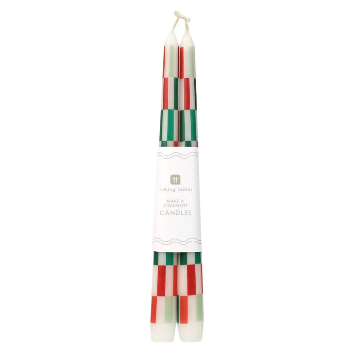 Red & Green Check Dinner Candles